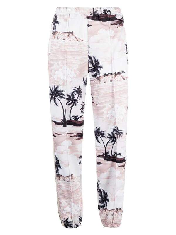 PALM ANGELS WOMEN Hawaiian Dream Classic Track Pants Beige/Black - MAISONDEFASHION.COM