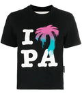PALM ANGELS WOMEN I Love Pa Slim Tee Black/Multi - MAISONDEFASHION.COM