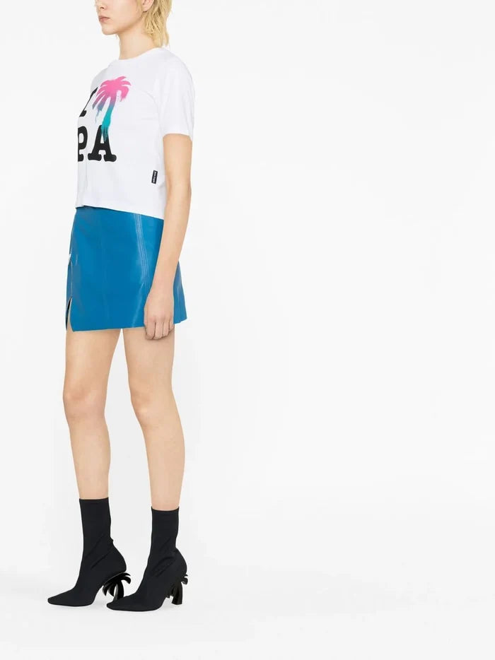 PALM ANGELS WOMEN I Love Pa Slim Tee White/Multi - MAISONDEFASHION.COM