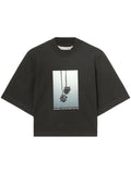 PALM ANGELS WOMEN Mirage Boxy T-Shirt Black/Light Grey - MAISONDEFASHION.COM