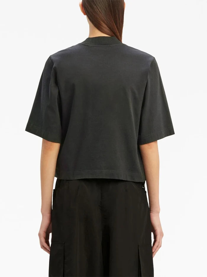 PALM ANGELS WOMEN Mirage Boxy T-Shirt Black/Light Grey - MAISONDEFASHION.COM