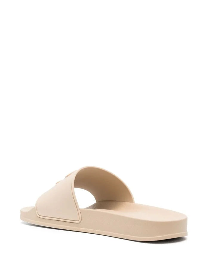 PALM ANGELS WOMEN Pa Monogram Pool Sliders Light Beige - MAISONDEFASHION.COM
