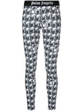 PALM ANGELS WOMEN Palm Logo Leggings Black/White - MAISONDEFASHION.COM