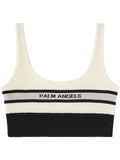 PALM ANGELS WOMEN Racing Knit Bra Top Black/Butter - MAISONDEFASHION.COM