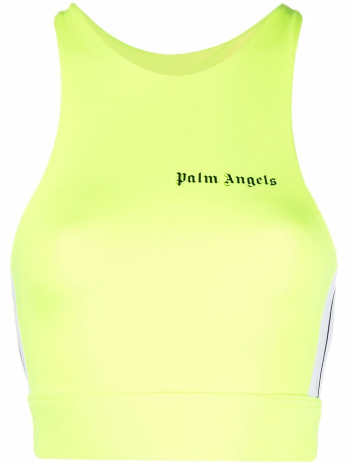 PALM ANGELS WOMEN Side Stripe Logo Tank Top Fluo Yellow - MAISONDEFASHION.COM