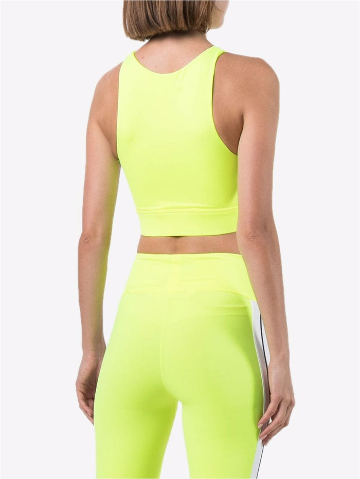 PALM ANGELS WOMEN Side Stripe Logo Tank Top Fluo Yellow - MAISONDEFASHION.COM