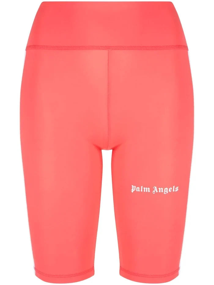 PALM ANGELS WOMEN Track Training Cyclist Shorts Fuchsia/White - MAISONDEFASHION.COM