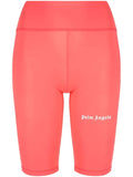 PALM ANGELS WOMEN Track Training Cyclist Shorts Fuchsia/White - MAISONDEFASHION.COM