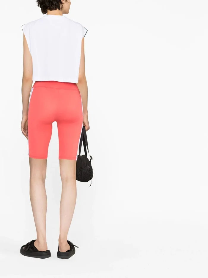 PALM ANGELS WOMEN Track Training Cyclist Shorts Fuchsia/White - MAISONDEFASHION.COM