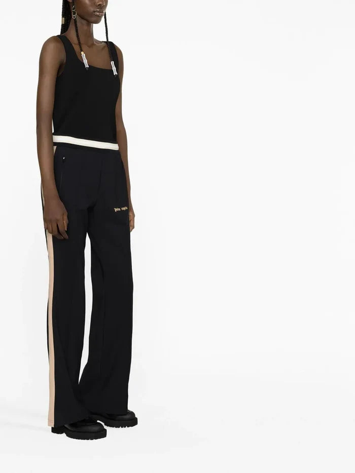 PALM ANGELS WOMEN Ultralight Flare Track Pants Black/Nude - MAISONDEFASHION.COM