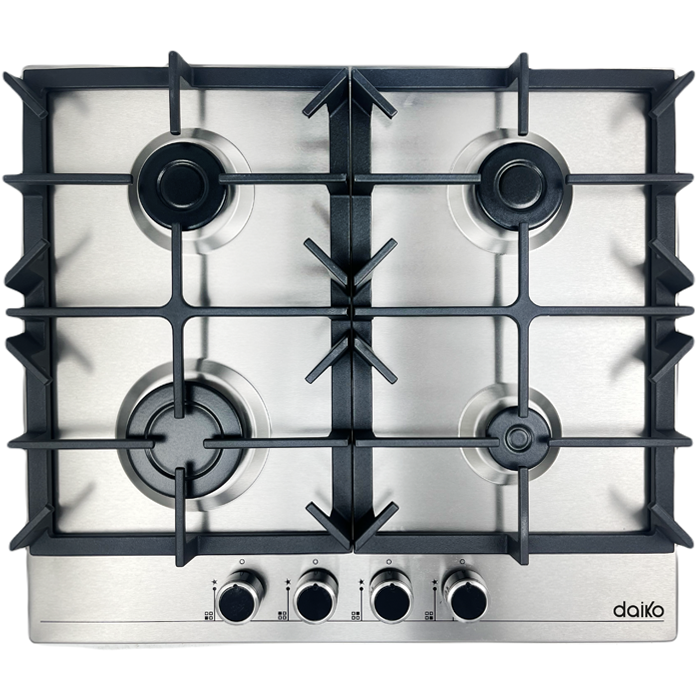 Plaque de cuisson à gaz 60cm 4 brûleurs inox Daiko