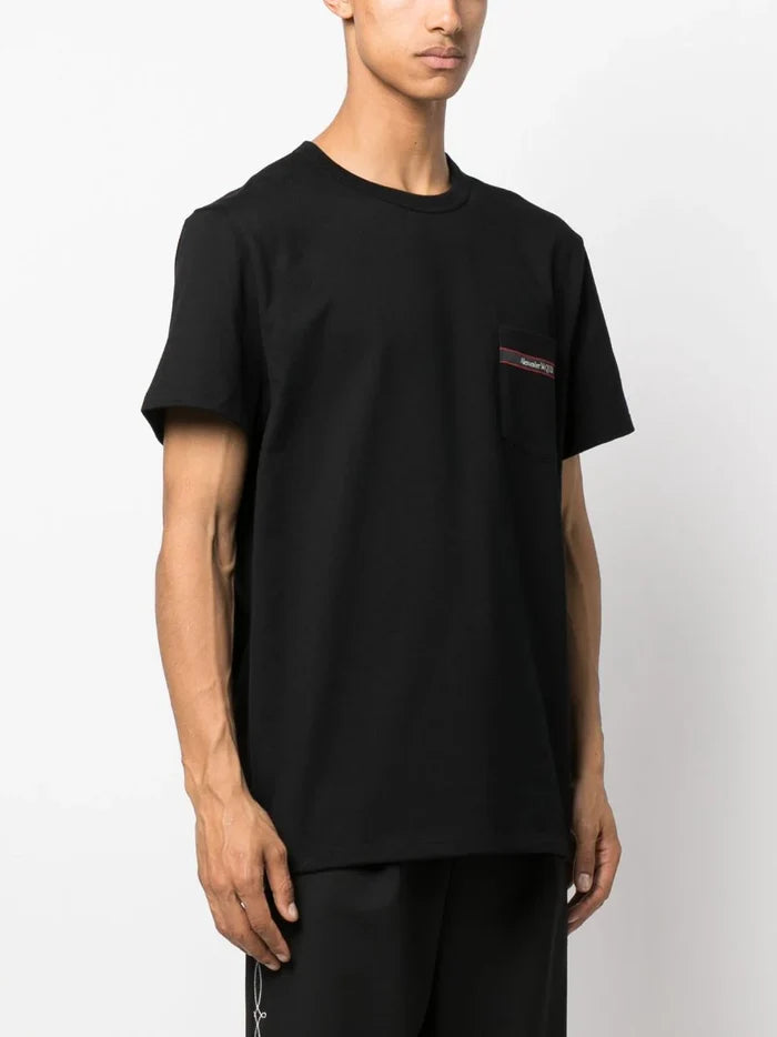 ALEXANDER MCQUEEN MEN Pocket Logo Cotton T-Shirt Black - MAISONDEFASHION.COM
