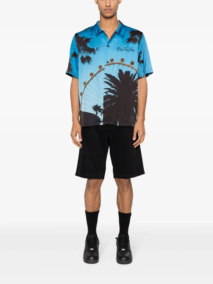 PURPLE BRAND MEN x BLUE SKY INN Logo Embroidered Shirt Blue - MAISONDEFASHION.COM