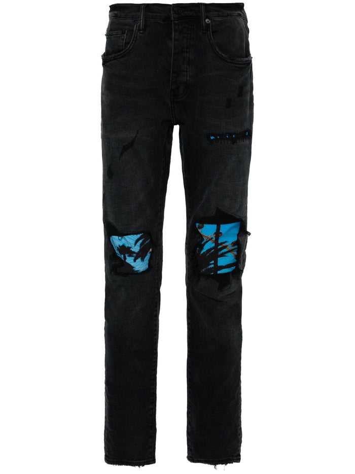 PURPLE BRAND MEN x BLUE SKY INN Low Rise Slim Leg Jeans Black - MAISONDEFASHION.COM
