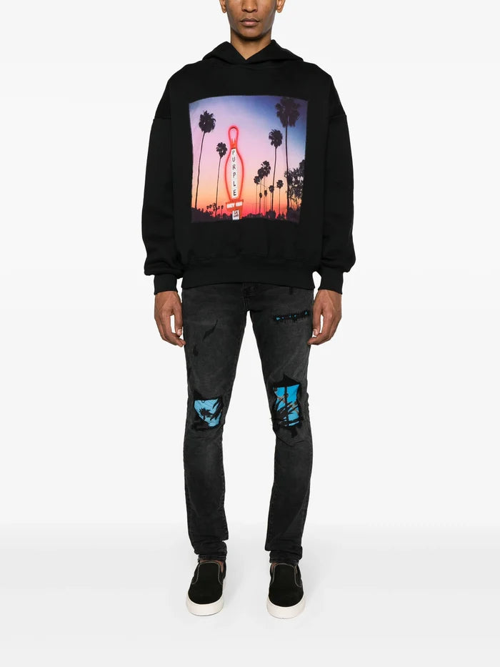 PURPLE BRAND MEN x BLUE SKY INN Low Rise Slim Leg Jeans Black - MAISONDEFASHION.COM