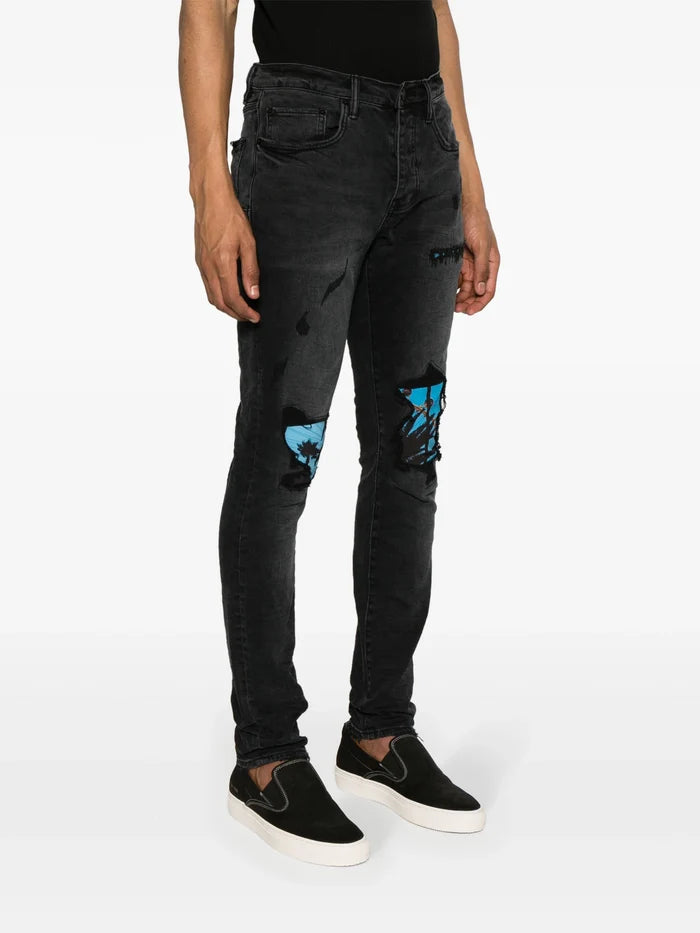 PURPLE BRAND MEN x BLUE SKY INN Low Rise Slim Leg Jeans Black - MAISONDEFASHION.COM