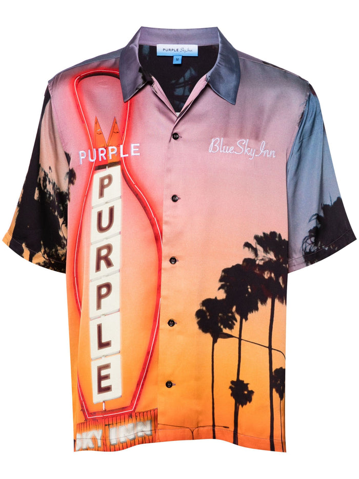 PURPLE BRAND MEN x BLUE SKY INN Sunset Logo Embroidered Shirt Multi - MAISONDEFASHION.COM
