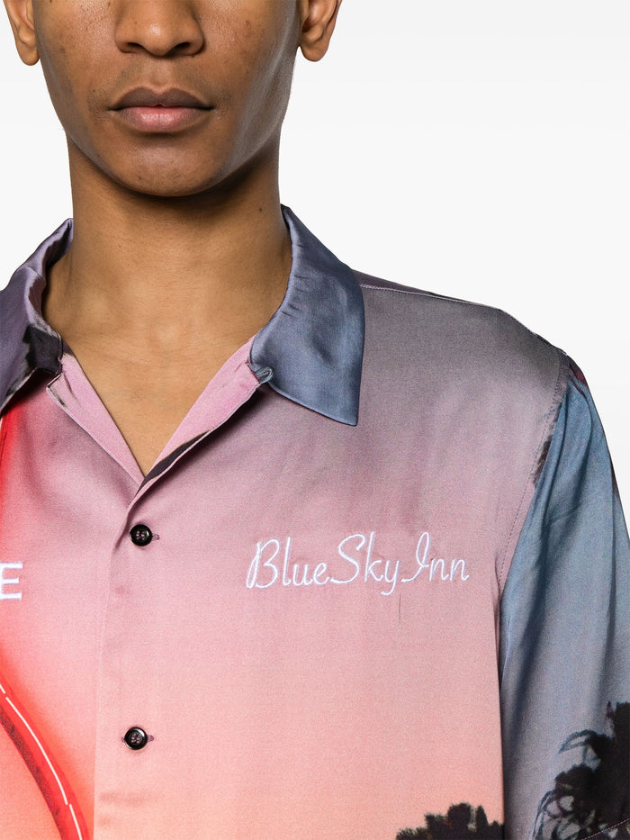 PURPLE BRAND MEN x BLUE SKY INN Sunset Logo Embroidered Shirt Multi - MAISONDEFASHION.COM