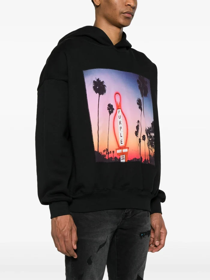 PURPLE BRAND MEN x BLUE SKY INN Sunset Print Hoodie Black - MAISONDEFASHION.COM