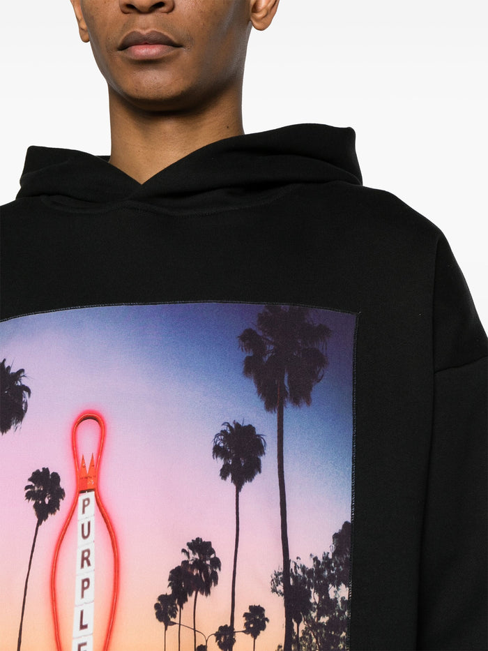 PURPLE BRAND MEN x BLUE SKY INN Sunset Print Hoodie Black - MAISONDEFASHION.COM