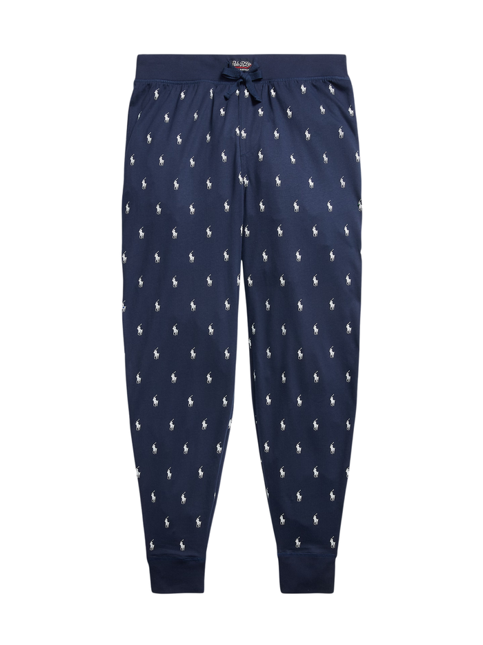 RALPH LAUREN All-over Pony Cotton Jersey Sleep Joggers Cruise Navy - MAISONDEFASHION.COM