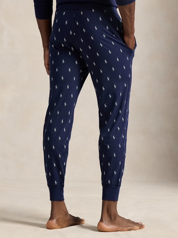 RALPH LAUREN All-over Pony Cotton Jersey Sleep Joggers Cruise Navy - MAISONDEFASHION.COM