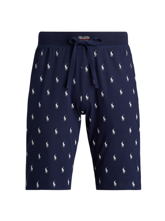 RALPH LAUREN Allover Pony Cotton Jersey Sleep Shorts Cruise Navy - MAISONDEFASHION.COM