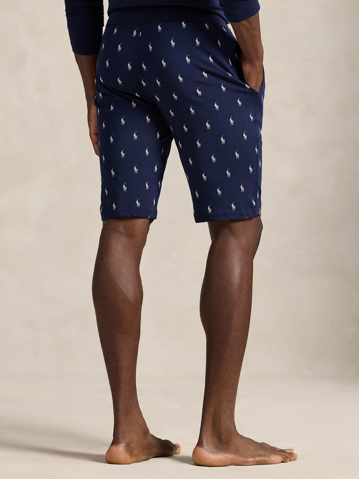 RALPH LAUREN Allover Pony Cotton Jersey Sleep Shorts Cruise Navy - MAISONDEFASHION.COM