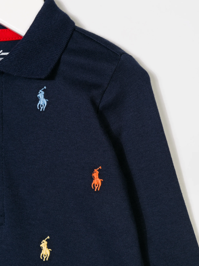RALPH LAUREN BABY Boys Logo Embroidered Rompers Navy