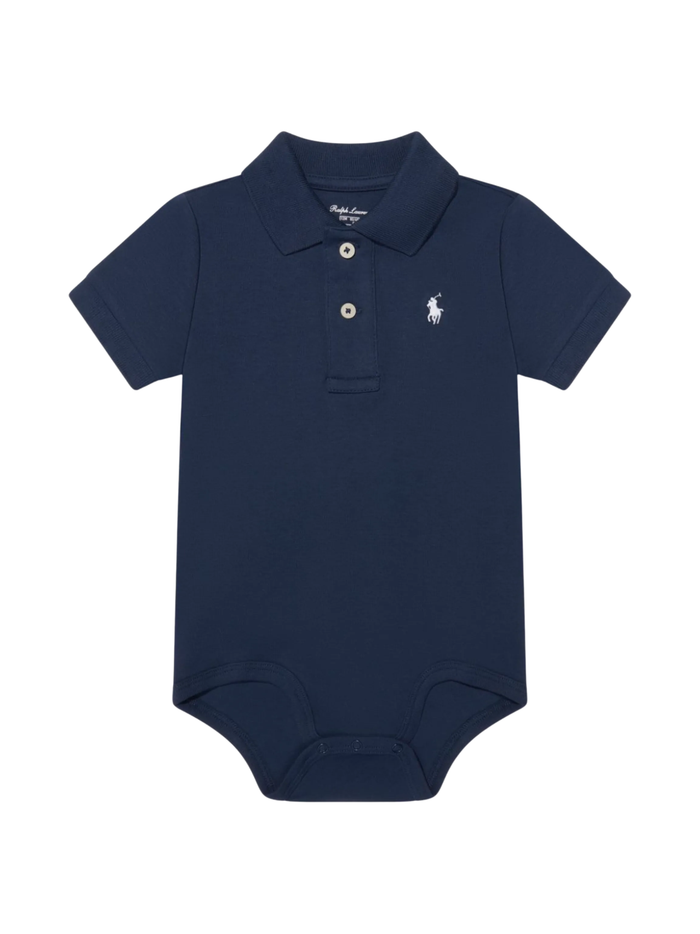 RALPH LAUREN BABY Boys Logo Patch Bodysuit Navy