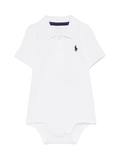 RALPH LAUREN BABY Boys Short-sleeve Polo-collar Bodysuit White