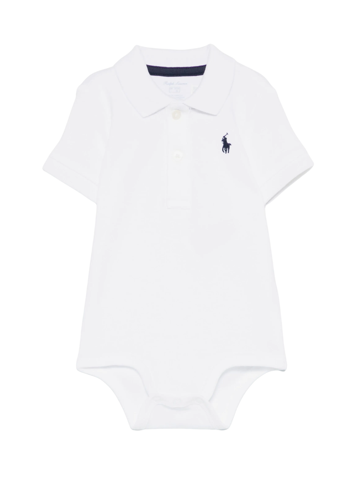 RALPH LAUREN BABY Boys Short-sleeve Polo-collar Bodysuit White