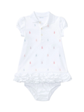 RALPH LAUREN BABY Girls Embroidered Ruffle-hem Dress White