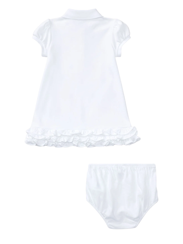 RALPH LAUREN BABY Girls Embroidered Ruffle-hem Dress White