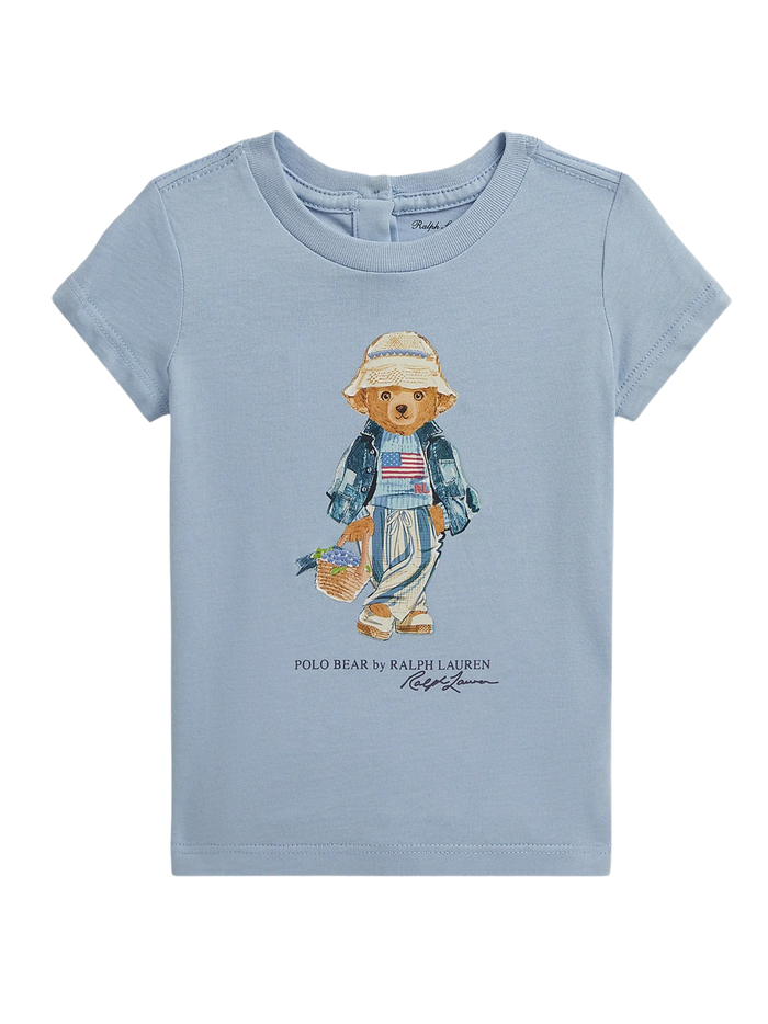 RALPH LAUREN BABY Girls Polo Bear printed T-shirt Blue