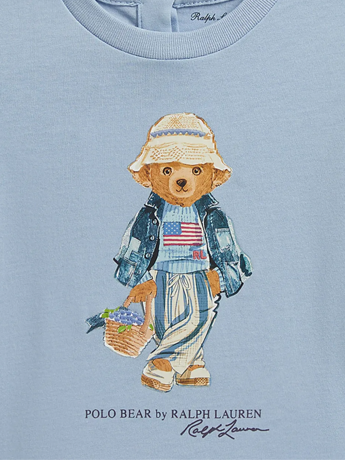 RALPH LAUREN BABY Girls Polo Bear printed T-shirt Blue