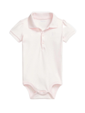 RALPH LAUREN BABY Girls Polo Pony-Embroidered Short-Sleeved Bodysuit Light Pink