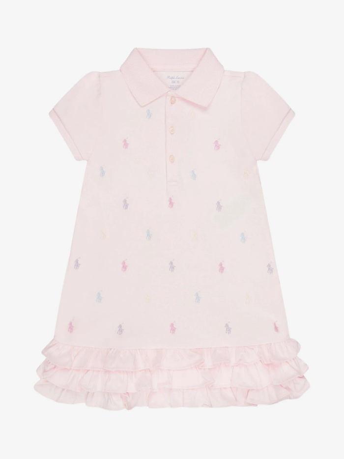 RALPH LAUREN BABY Girls Ruffled Dress Pink
