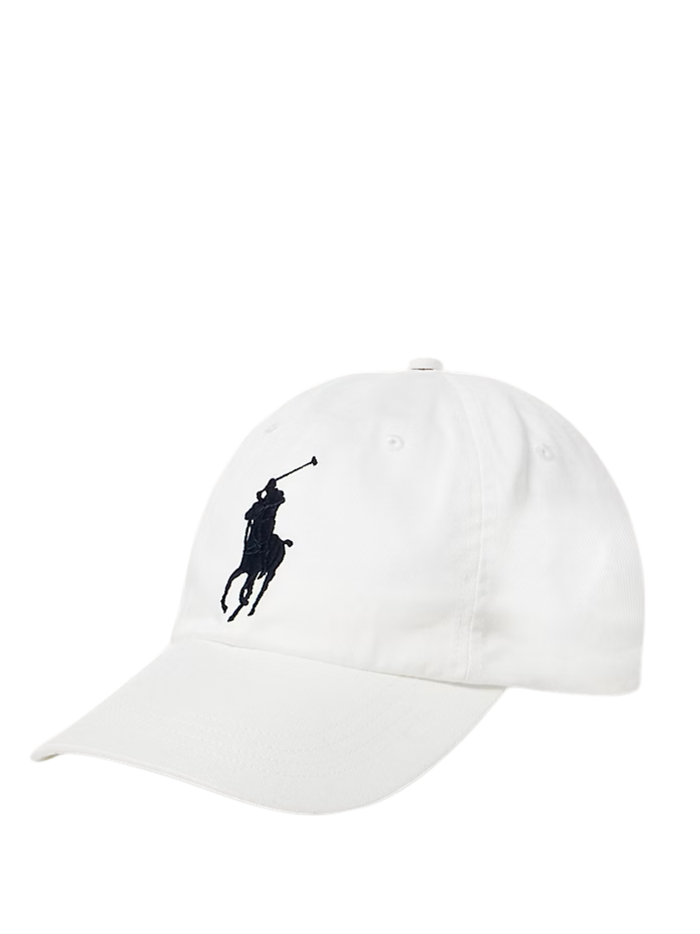 RALPH LAUREN Big Pony Chino Ball Cap White - MAISONDEFASHION.COM