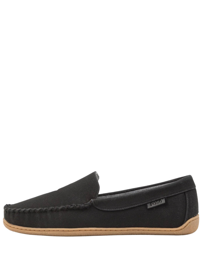 RALPH LAUREN Brenan Suede Slippers Black - MAISONDEFASHION.COM