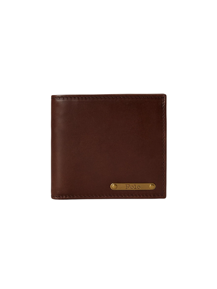 RALPH LAUREN Burnished Leather Billfold Wallet Burnished Brown
