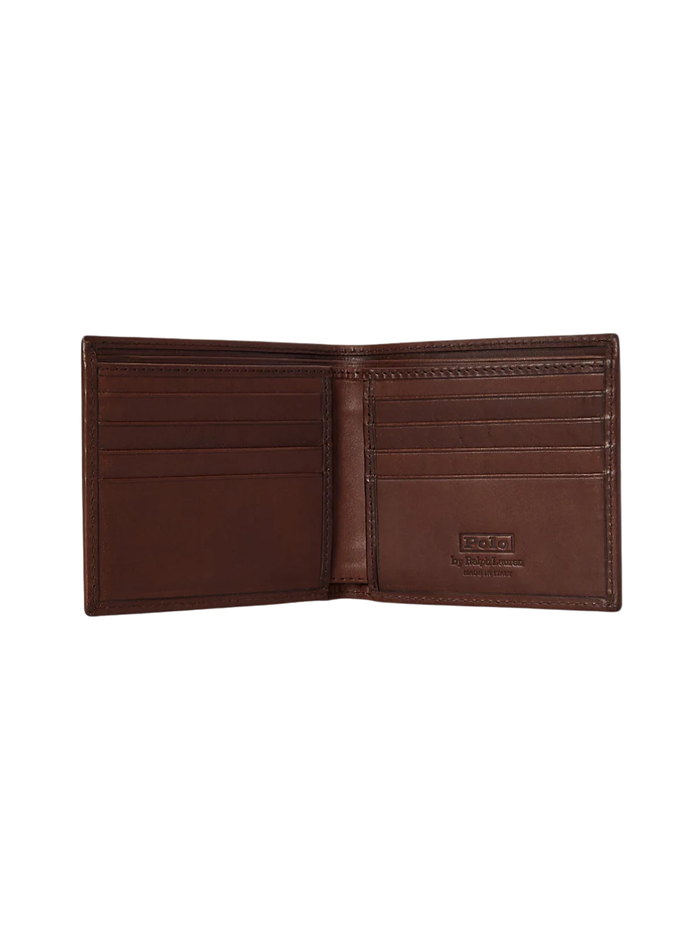 RALPH LAUREN Burnished Leather Billfold Wallet Burnished Brown