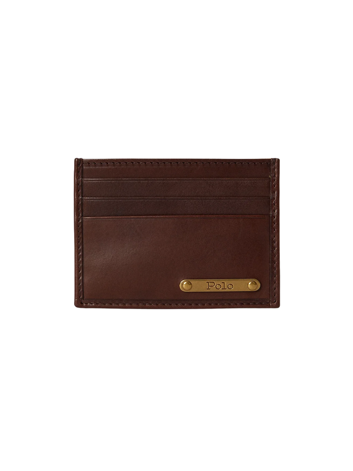 RALPH LAUREN Burnished Leather Card Case Burnished Brown