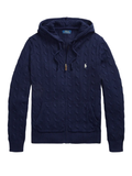 RALPH LAUREN Cable-Knit Cotton Hooded Sweater Bright Navy