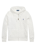 RALPH LAUREN Cable-Knit Cotton Hooded Sweater White