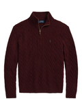 RALPH LAUREN Cable-Knit Quarter-Zip Sweater Aged Wine Heather