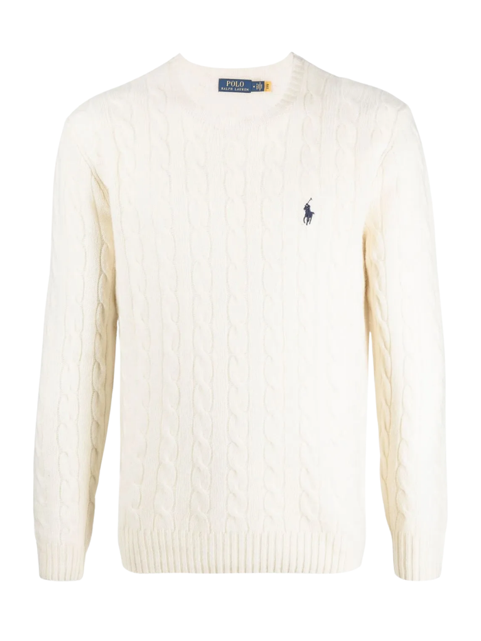 RALPH LAUREN Cable-Knit Wool-Cashmere Sweater Andover Cream