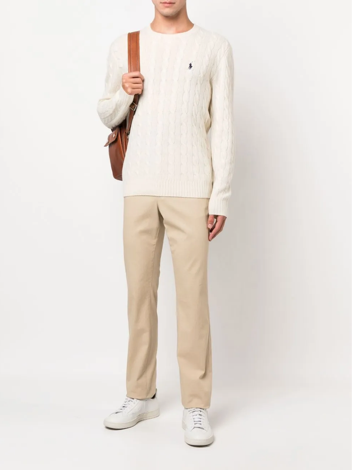 RALPH LAUREN Cable-Knit Wool-Cashmere Sweater Andover Cream