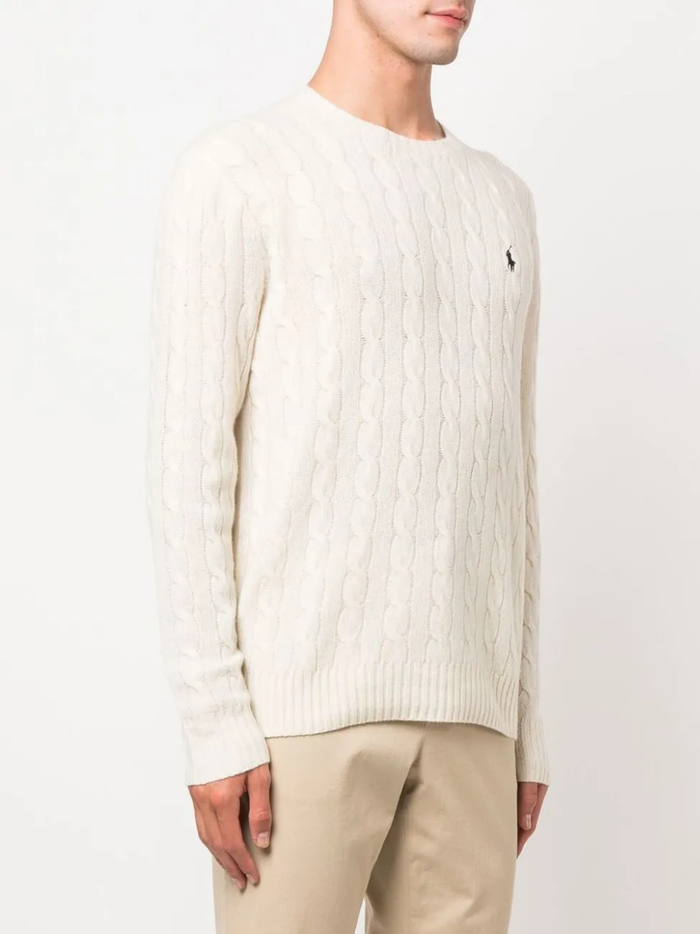 RALPH LAUREN Cable-Knit Wool-Cashmere Sweater Andover Cream