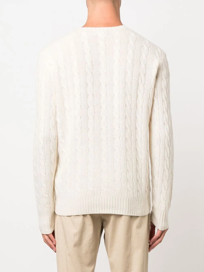 RALPH LAUREN Cable-Knit Wool-Cashmere Sweater Andover Cream
